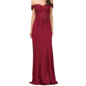 DANCING QUEEN Maxi evening gown dress Burgundy color off shoulder size 3XL - NWT